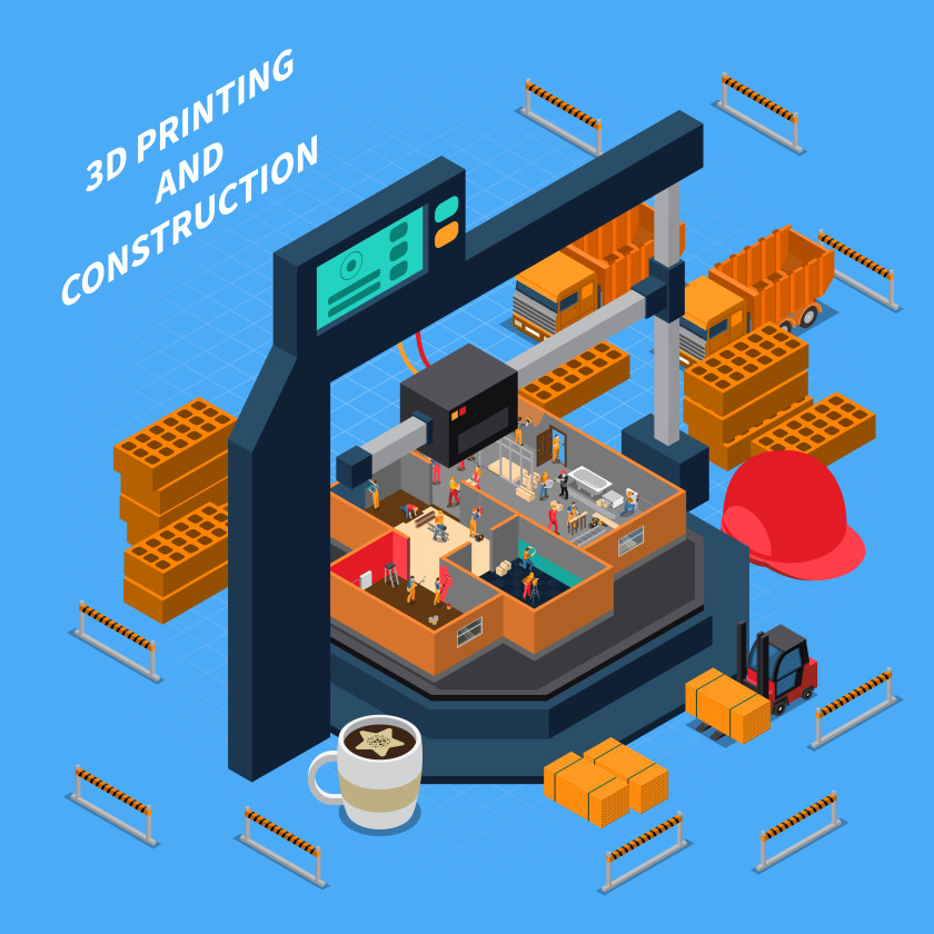 1807.i109.030.S.m004.c15.3D printing industry isometric composition